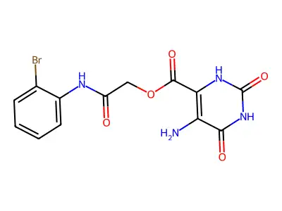[2-(2-bromoanilino)-2-oxoethyl] 5-amino-2,4-dioxo-1H-pyrimidine-6-carboxylate structure
