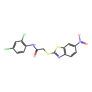 N-(2,4-dichlorophenyl)-2-[(6-nitro-1,3-benzothiazol-2-yl)sulfanyl]acetamide structure
