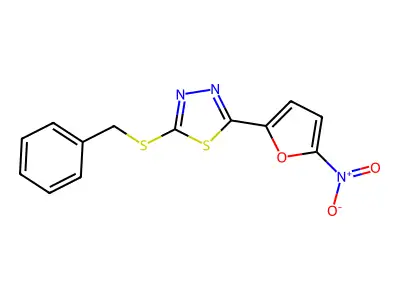 1,3,4-Thiadiazole, 2-(5-nitro-2-furanyl)-5-[(phenylmethyl)thio]- structure
