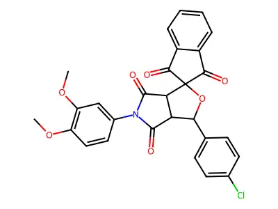 1-(4-chlorophenyl)-5-(3,4-dimethoxyphenyl)spiro[3a,6a-dihydro-1H-furo[3,4-c]pyrrole-3,2'-indene]-1',3',4,6-tetrone structure