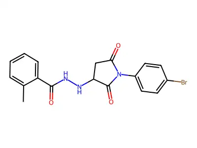 N'-[1-(4-bromophenyl)-2,5-dioxopyrrolidin-3-yl]-2-methylbenzohydrazide structure
