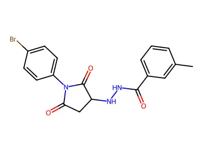N'-[1-(4-bromophenyl)-2,5-dioxopyrrolidin-3-yl]-3-methylbenzohydrazide structure