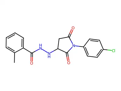 N'-[1-(4-chlorophenyl)-2,5-dioxopyrrolidin-3-yl]-2-methylbenzohydrazide structure