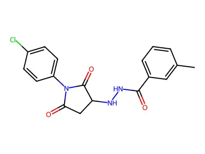 N'-[1-(4-chlorophenyl)-2,5-dioxopyrrolidin-3-yl]-3-methylbenzohydrazide structure