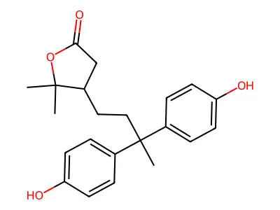 6,6-Bis-(4-hydroxyphenyl)-3-(1-hydroxy-1-ME-ethyl)heptanoic acid gamma-lactone structure