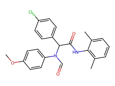 2-(4-chlorophenyl)-N-(2,6-dimethylphenyl)-2-(N-formyl-4-methoxyanilino)acetamide structure