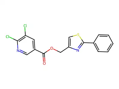 (2-Phenyl-1,3-thiazol-4-yl)methyl 5,6-dichloropyridine-3-carboxylate structure