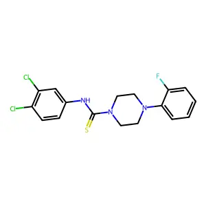 N-(3,4-dichlorophenyl)-4-(2-fluorophenyl)piperazine-1-carbothioamide structure