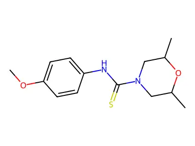 N-(4-methoxyphenyl)-2,6-dimethylmorpholine-4-carbothioamide structure