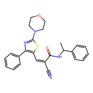 2-cyano-3-(2-morpholin-4-yl-4-phenyl-1,3-thiazol-5-yl)-N-(1-phenylethyl)prop-2-enamide structure