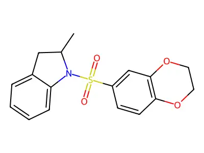 1-(2,3-dihydro-1,4-benzodioxin-6-ylsulfonyl)-2-methyl-2,3-dihydro-1H-indole structure
