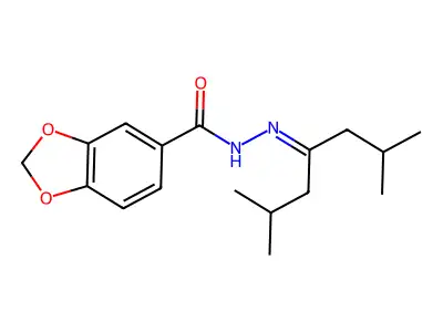 N-(2,6-dimethylheptan-4-ylideneamino)-1,3-benzodioxole-5-carboxamide structure