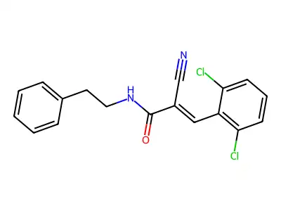 2-Cyano-3-(2,6-dichlorophenyl)-n-(2-phenylethyl)prop-2-enamide structure