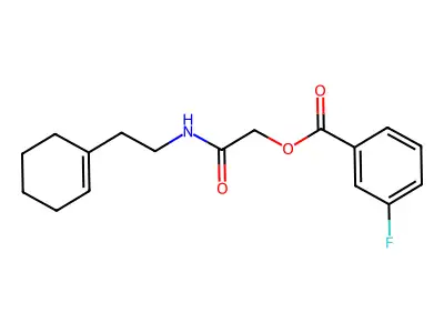 [2-[2-(Cyclohexen-1-yl)ethylamino]-2-oxoethyl] 3-fluorobenzoate structure