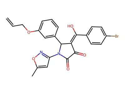 4-[(4-Bromophenyl)(hydroxy)methylidene]-1-(5-methyl-1,2-oxazol-3-yl)-5-{3-[(prop-2-en-1-yl)oxy]phenyl}pyrrolidine-2,3-dione structure