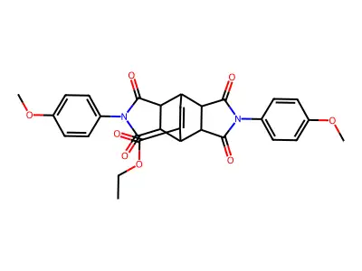 ethyl 4,10-bis(4-methoxyphenyl)-3,5,9,11-tetraoxo-4,10-diazatetracyclo[5.5.2.0~2,6~.0~8,12~]tetradec-13-ene-13-carboxylate structure