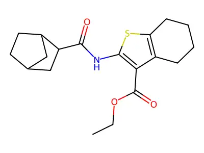 ethyl 2-[(bicyclo[2.2.1]hept-2-ylcarbonyl)amino]-4,5,6,7-tetrahydro-1-benzothiophene-3-carboxylate structure
