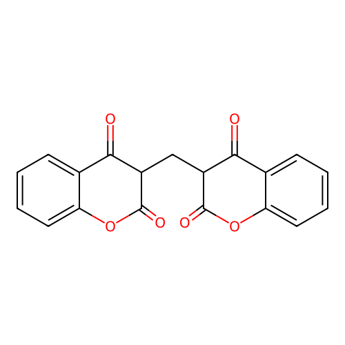 (3R,3'S)-3,3'-methanediylbis(2H-chromene-2,4(3H)-dione) structure