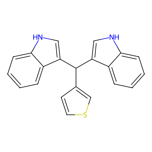 3,3'-(thiophen-3-ylmethanediyl)bis(1H-indole) structure