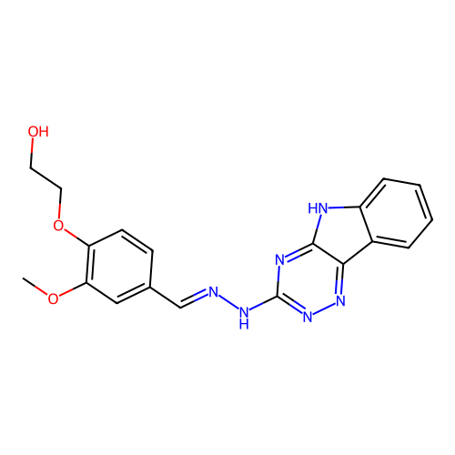4-(2-Hydroxyethoxy)-3-methoxybenzaldehyde 2-(5H-1,2,4-triazino[5,6-b]indol-3-yl)hydrazone structure