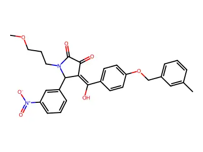 4-[hydroxy-[4-[(3-methylphenyl)methoxy]phenyl]methylidene]-1-(3-methoxypropyl)-5-(3-nitrophenyl)pyrrolidine-2,3-dione structure
