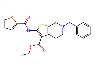 ethyl 6-benzyl-2-(2-furoylamino)-4,5,6,7-tetrahydrothieno[2,3-c]pyridine-3-carboxylate structure