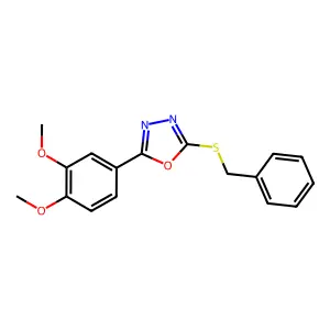 2-(Benzylsulfanyl)-5-(3,4-dimethoxyphenyl)-1,3,4-oxadiazole structure