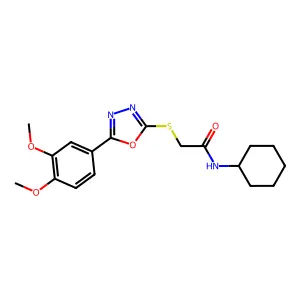 N-cyclohexyl-2-((5-(3,4-dimethoxyphenyl)-1,3,4-oxadiazol-2-yl)thio)acetamide structure