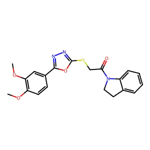 2-((5-(3,4-Dimethoxyphenyl)-1,3,4-oxadiazol-2-yl)thio)-1-(indolin-1-yl)ethanone structure