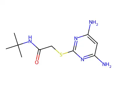 n-(Tert-butyl)-2-((4,6-diaminopyrimidin-2-yl)thio)acetamide structure