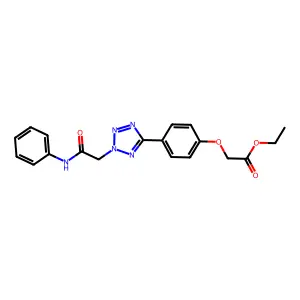 ethyl (4-{2-[2-oxo-2-(phenylamino)ethyl]-2H-tetrazol-5-yl}phenoxy)acetate structure