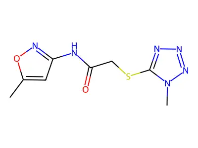 2-((1-Methyl-1H-tetrazol-5-yl)thio)-N-(5-methylisoxazol-3-yl)acetamide structure