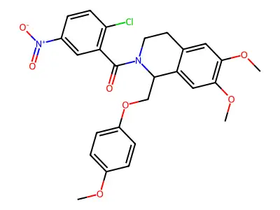 2-(2-chloro-5-nitrobenzoyl)-6,7-dimethoxy-1-[(4-methoxyphenoxy)methyl]-1,2,3,4-tetrahydroisoquinoline structure