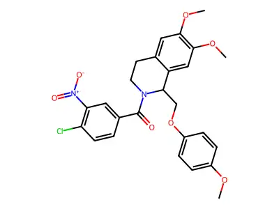 2-(4-chloro-3-nitrobenzoyl)-6,7-dimethoxy-1-[(4-methoxyphenoxy)methyl]-1,2,3,4-tetrahydroisoquinoline structure