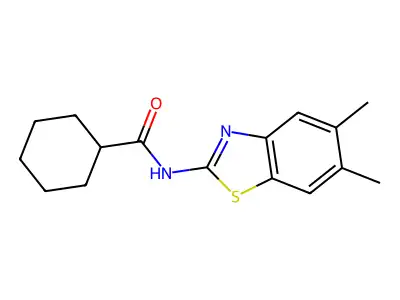 N-(5,6-dimethyl-1,3-benzothiazol-2-yl)cyclohexanecarboxamide structure