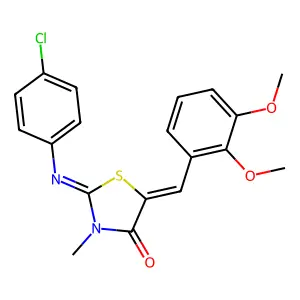 2-[(4-chlorophenyl)imino]-5-(2,3-dimethoxybenzylidene)-3-methyl-1,3-thiazolidin-4-one structure