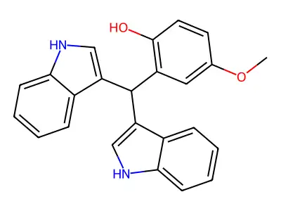 2-[bis(1H-indol-3-yl)methyl]-4-methoxyphenol structure