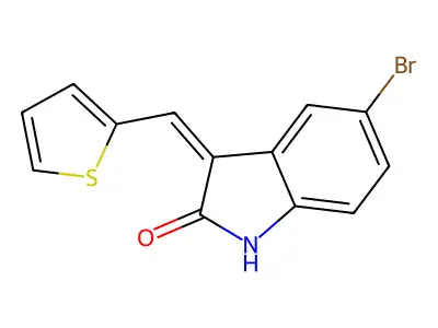 5-Bromo-3-(thiophen-2-ylmethylene)indolin-2-one structure
