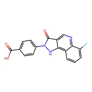 benzoic acid, 4-(6-fluoro-3,5-dihydro-3-oxo-2H-pyrazolo[4,3-c]quinolin-2-yl)- structure