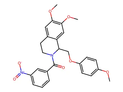 6,7-dimethoxy-1-[(4-methoxyphenoxy)methyl]-2-(3-nitrobenzoyl)-1,2,3,4-tetrahydroisoquinoline structure