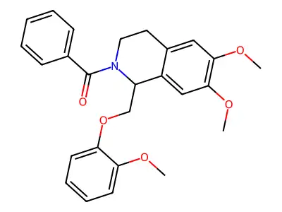 2-benzoyl-6,7-dimethoxy-1-[(2-methoxyphenoxy)methyl]-1,2,3,4-tetrahydroisoquinoline structure