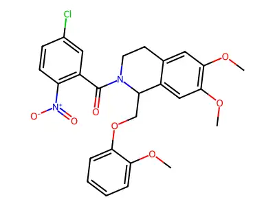 2-(5-chloro-2-nitrobenzoyl)-6,7-dimethoxy-1-[(2-methoxyphenoxy)methyl]-1,2,3,4-tetrahydroisoquinoline structure