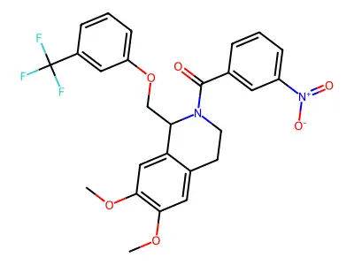 6,7-dimethoxy-2-(3-nitrobenzoyl)-1-{[3-(trifluoromethyl)phenoxy]methyl}-1,2,3,4-tetrahydroisoquinoline structure