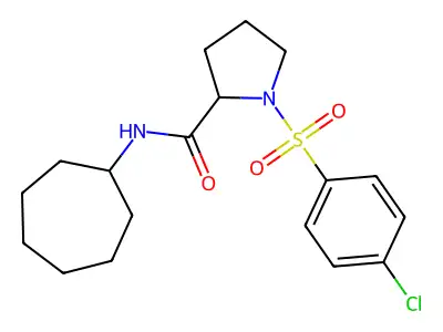 1-[(4-chlorophenyl)sulfonyl]-N-cycloheptyl-2-pyrrolidinecarboxamide structure