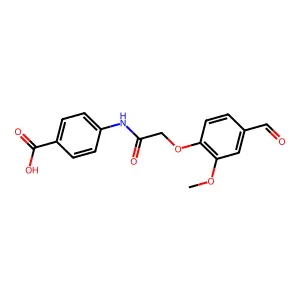 4-{[(4-Formyl-2-methoxyphenoxy)acetyl]amino}benzoic acid structure