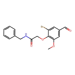 N-benzyl-2-(2-bromo-4-formyl-6-methoxyphenoxy)acetamide structure