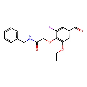 N-benzyl-2-(2-ethoxy-4-formyl-6-iodophenoxy)acetamide structure