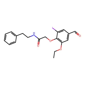 2-(2-ethoxy-4-formyl-6-iodophenoxy)-N-(2-phenylethyl)acetamide structure
