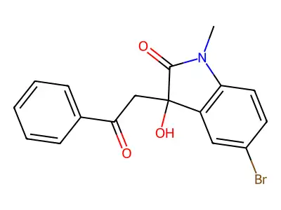 5-Bromo-3-hydroxy-1-methyl-3-phenacylindol-2-one structure