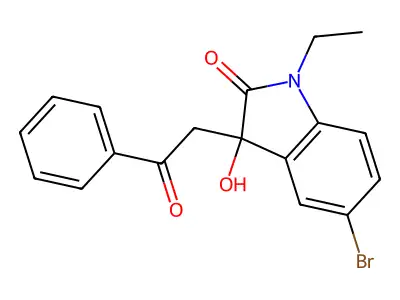 5-Bromo-1-ethyl-3-hydroxy-3-phenacylindol-2-one structure